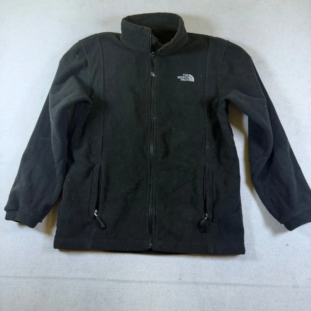 The North Face Boys Black Fleece Full Zip Jacket Size Large L G Regular Fit